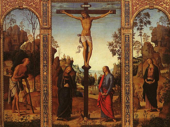 Pietro Perugino The Crucifixion with The Virgin, St.John, St.Jerome St.Magdalene Spain oil painting art